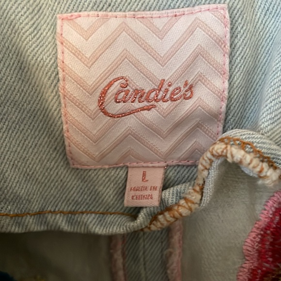 NWT Candie’s Embroidered Moto Denim Jean Jacket Size Large - Picture 8 of 9